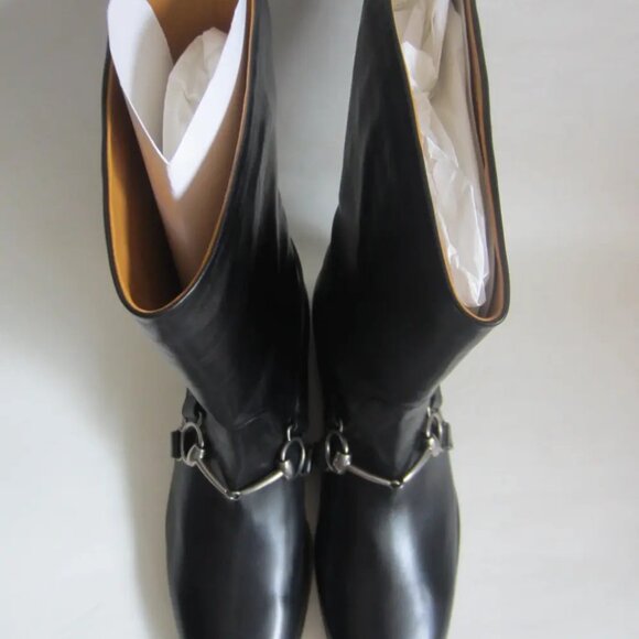 NEW DEADSTOCK with BOX Gucci Black Leather Horsebit Boots main image 5